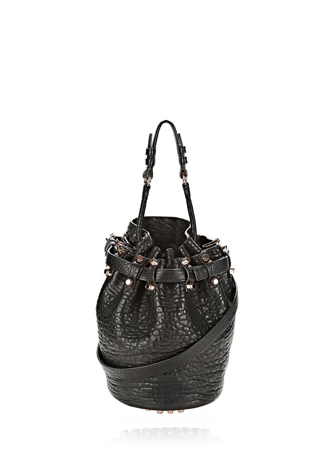 Alexander Wang ‎SMALL DIEGO IN PEBBLED BLACK WITH ROSE GOLD ‎ ‎Shoulder ...