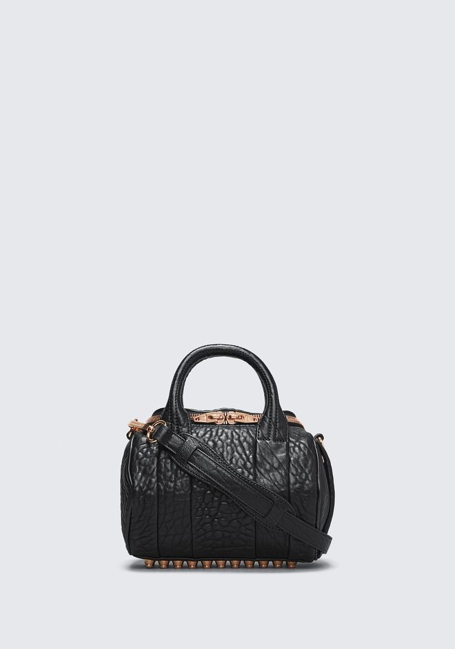 Alexander Bags Classics For Women Official Site Alexander Bags Classics Mini Rockie In Pebbled Black With Rose Gold