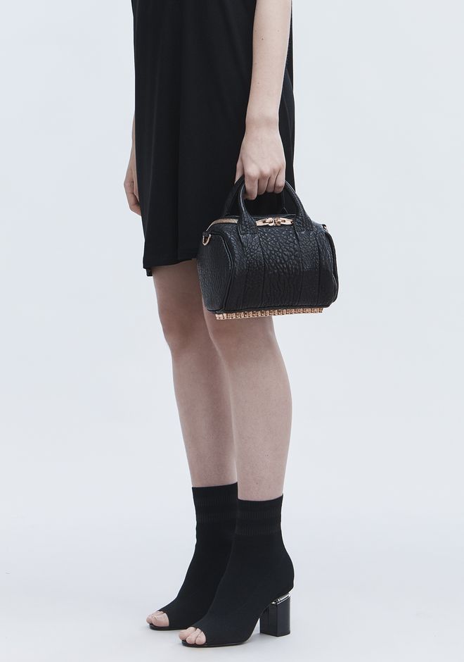 Alexander Bags Classics For Women Official Site Alexander Bags Classics Mini Rockie In Pebbled Black With Rose Gold