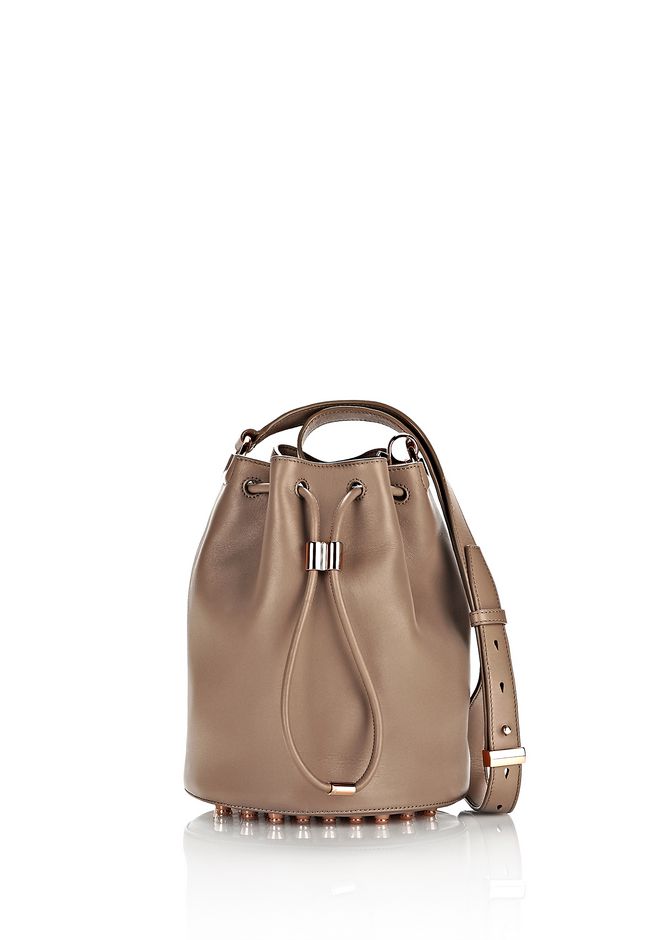 Alexander Alpha Bucket In Latte With Rose Gold Shoulder Alexander Alpha Bucket In Latte With Rose Gold Shoulder Bag 12 N F