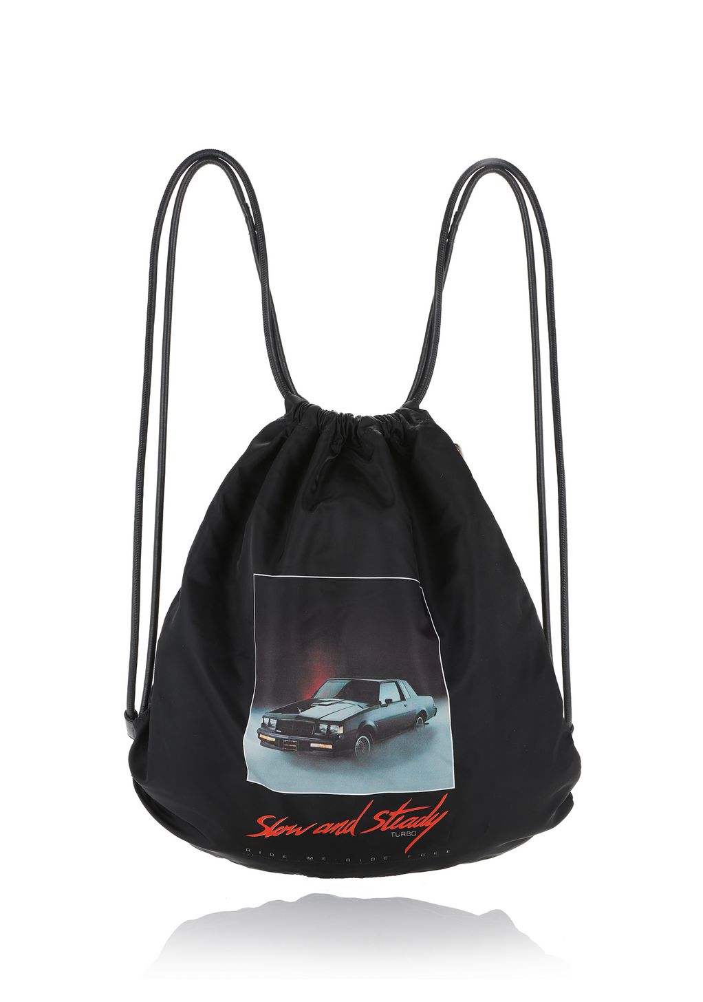 Alexander Wang ‎WALLIE GYMSACK IN BLACK NYLON WITH CAR PRINT