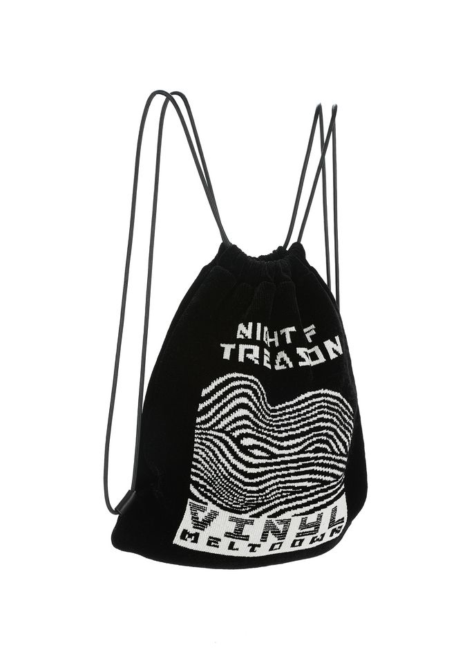 Alexander Primary Drawstring Backpack In Black With White Primary Drawstring Backpack In Black With White Rave Flyer Chenille