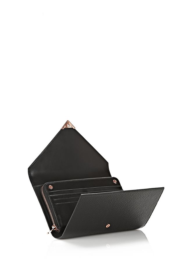Alexander Wang ‎PRISMA ENVELOPE WALLET IN BLACK WITH ROSE GOLD