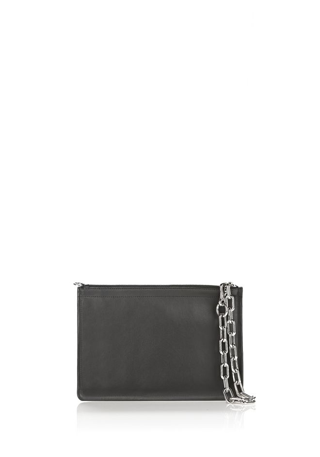 Alexander Wang ‎LARGE ATTICA CHAIN FLAT POUCH IN BLACK WITH RHODIUM ...