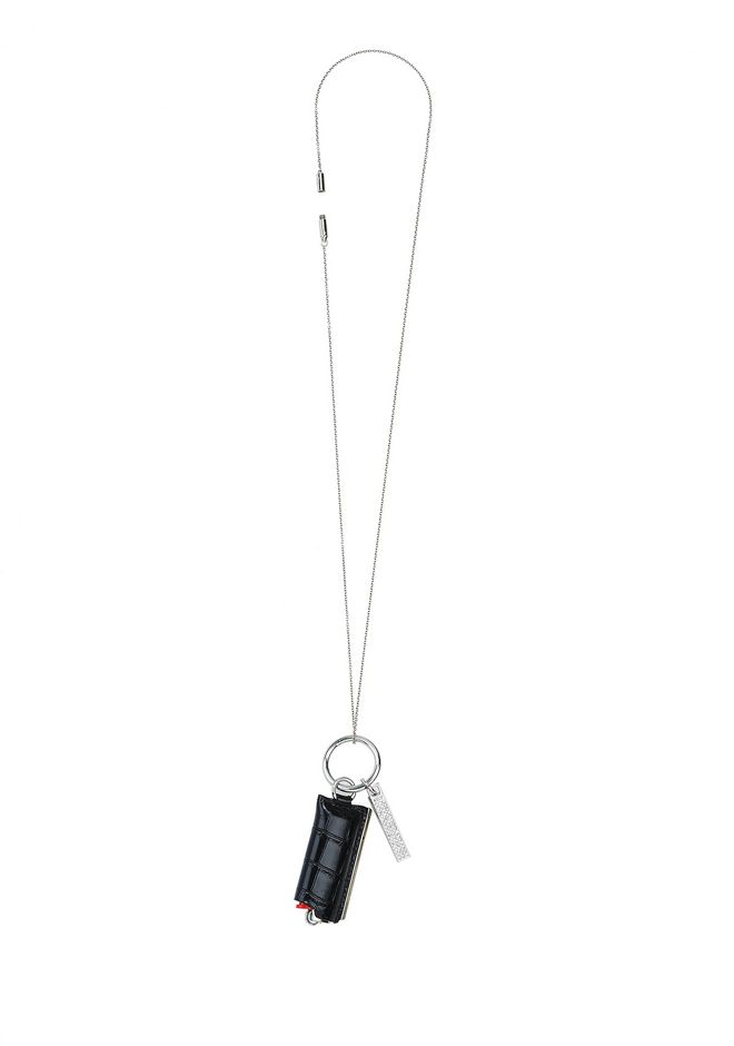 Alexander Wang ‎LIGHTER CASE CHAIN NECKLACE IN BLACK CROC WITH PAVE