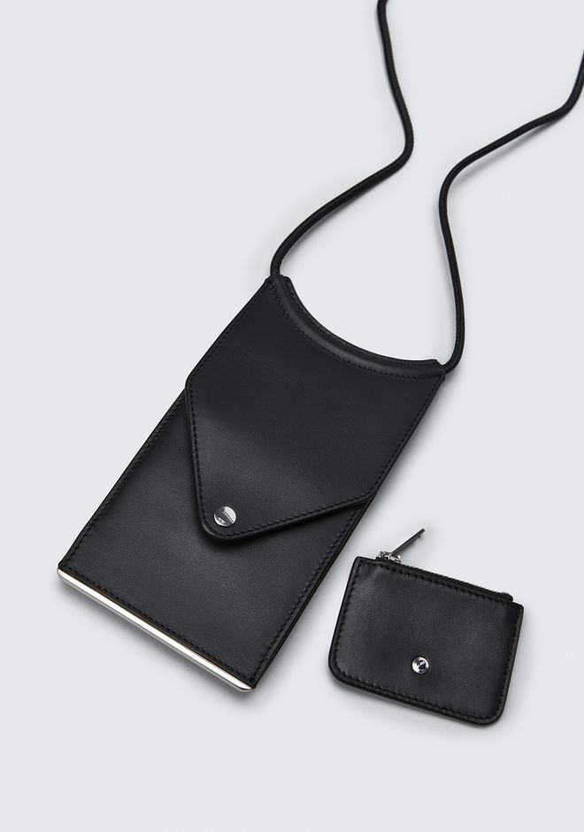 Alexander Wang ‎DIME NECK WALLET IN PEBBLED BLACK ‎ ‎Wallets